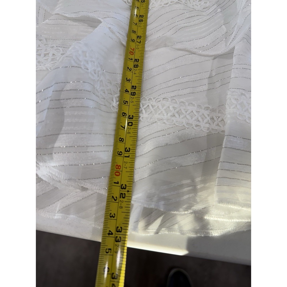 Lulu Adorable Essence White Striped Puff Sleeve Mini Dress Womans M V-neck NWT - Picture 11 of 12